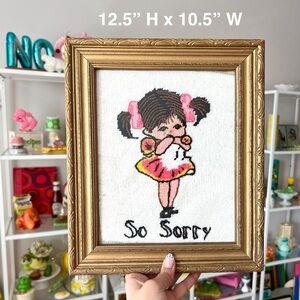 Vintage Gold Framed “So Sorry” Needlepoint